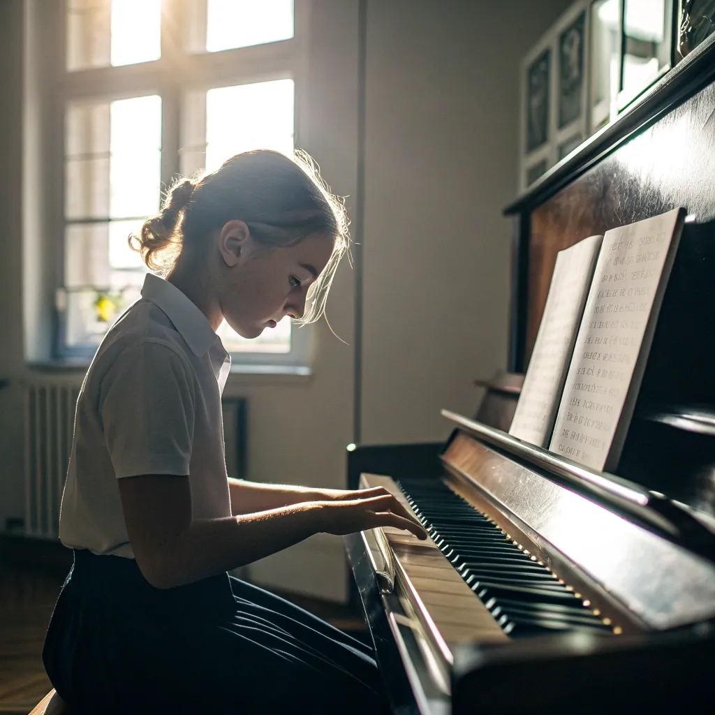Student playing piano